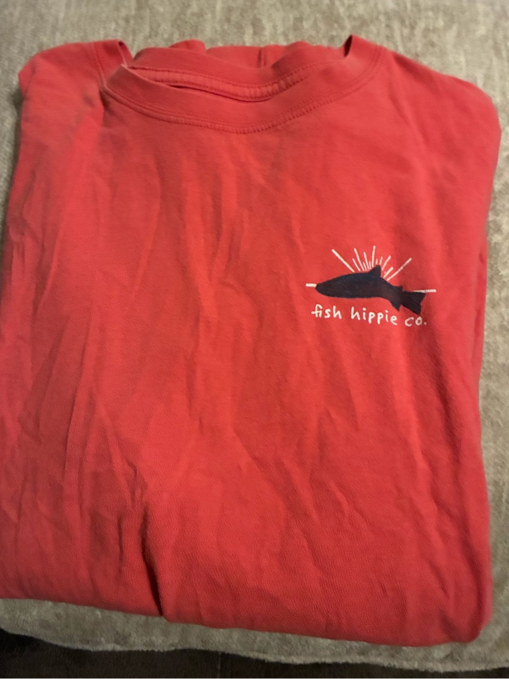 Fish Hippie Co. Men's Red Long Sleeve Logo Tee